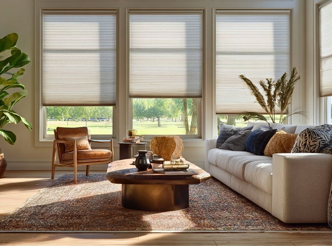 Energy-efficient window shades reducing heat gain