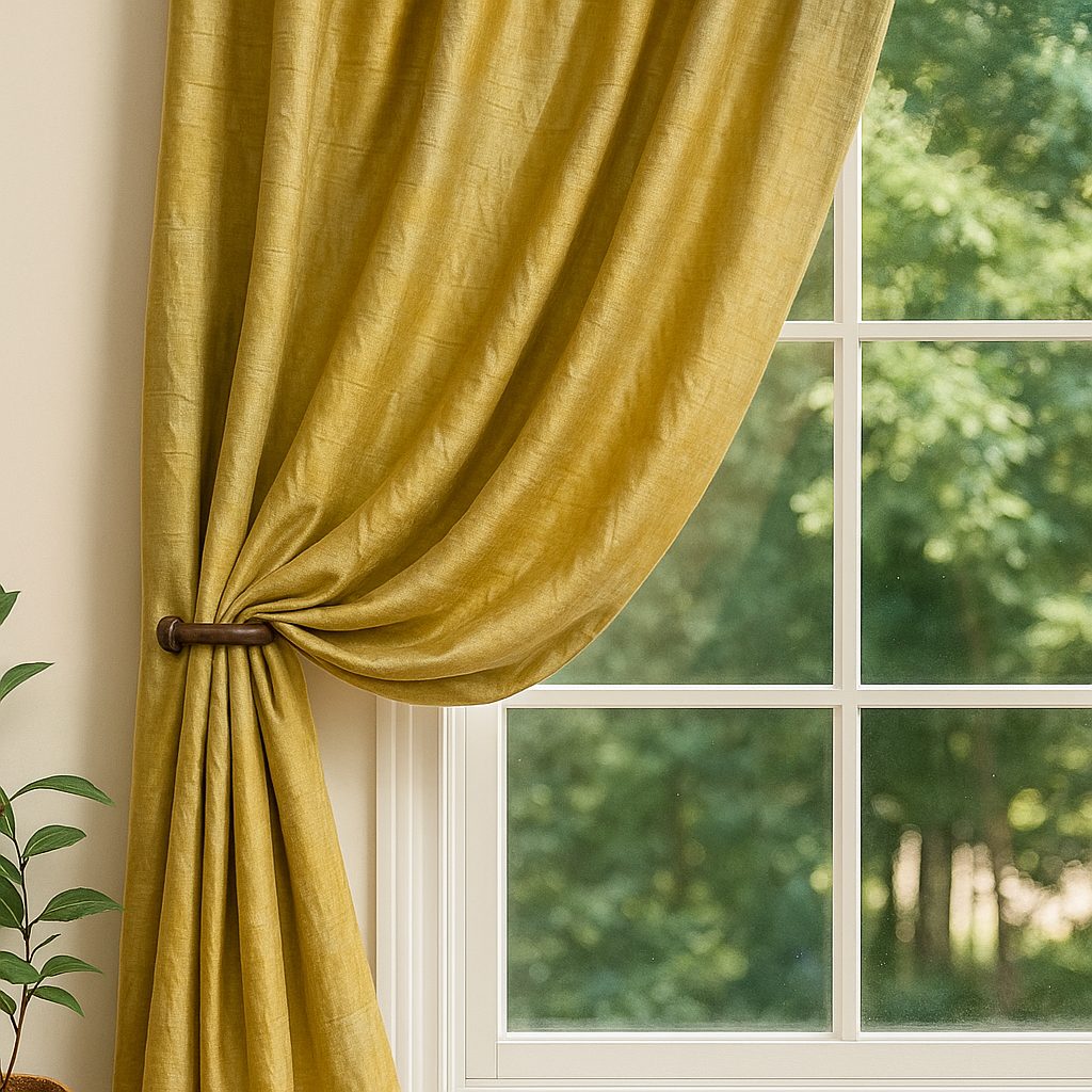 Silk drapery fabric