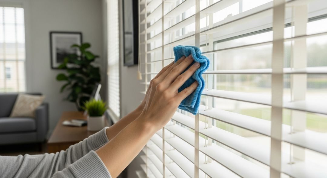 Dusting Wooden Blinds