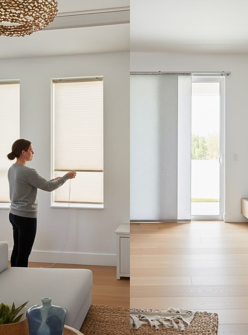 honeycomb vs panel track shades