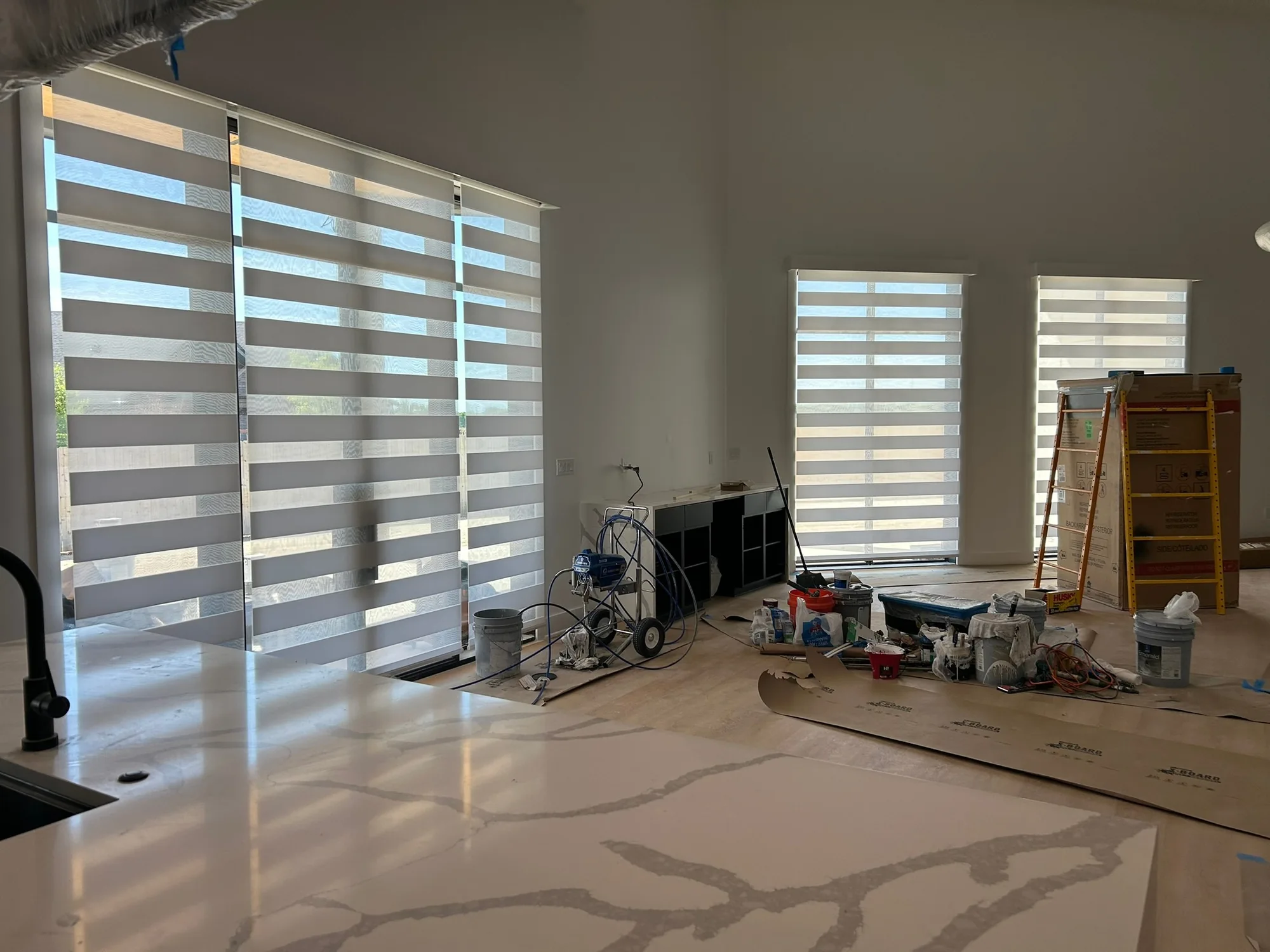 Drapery & Banded across a bright Texas window wall