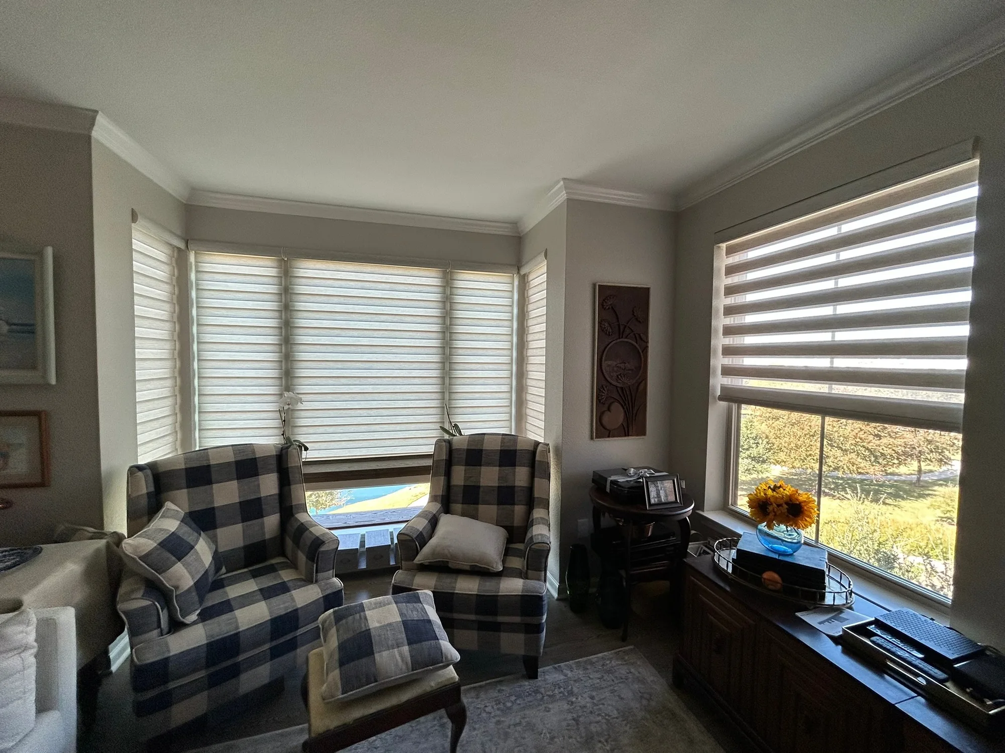 Close view of Drapery & Banded installed by Love Is Blinds