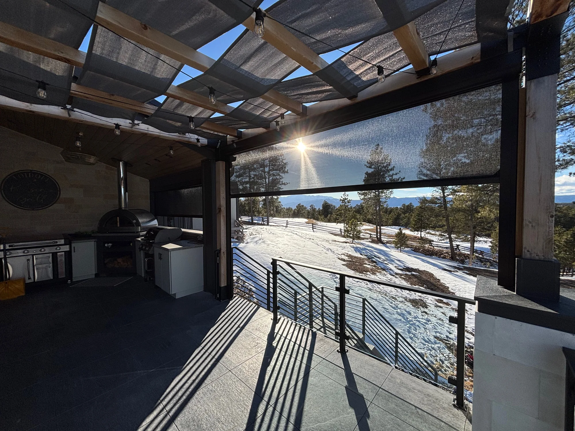 Exterior Patio Shades shading a Texas room