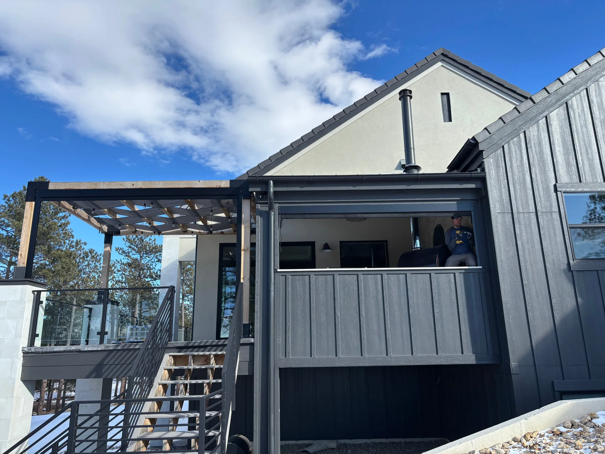 Exterior Patio Shades shading a Texas room