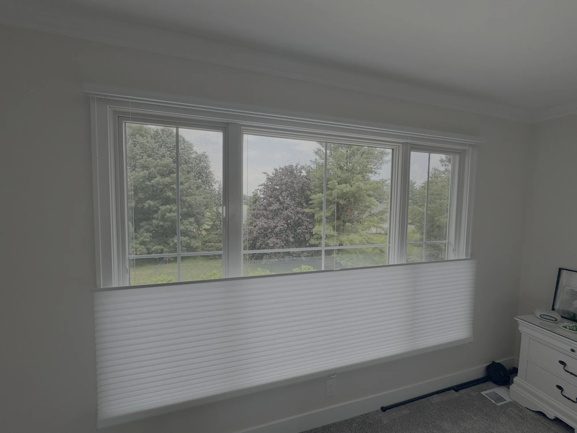 Honeycomb Shades in a finished Love Is Blinds installation