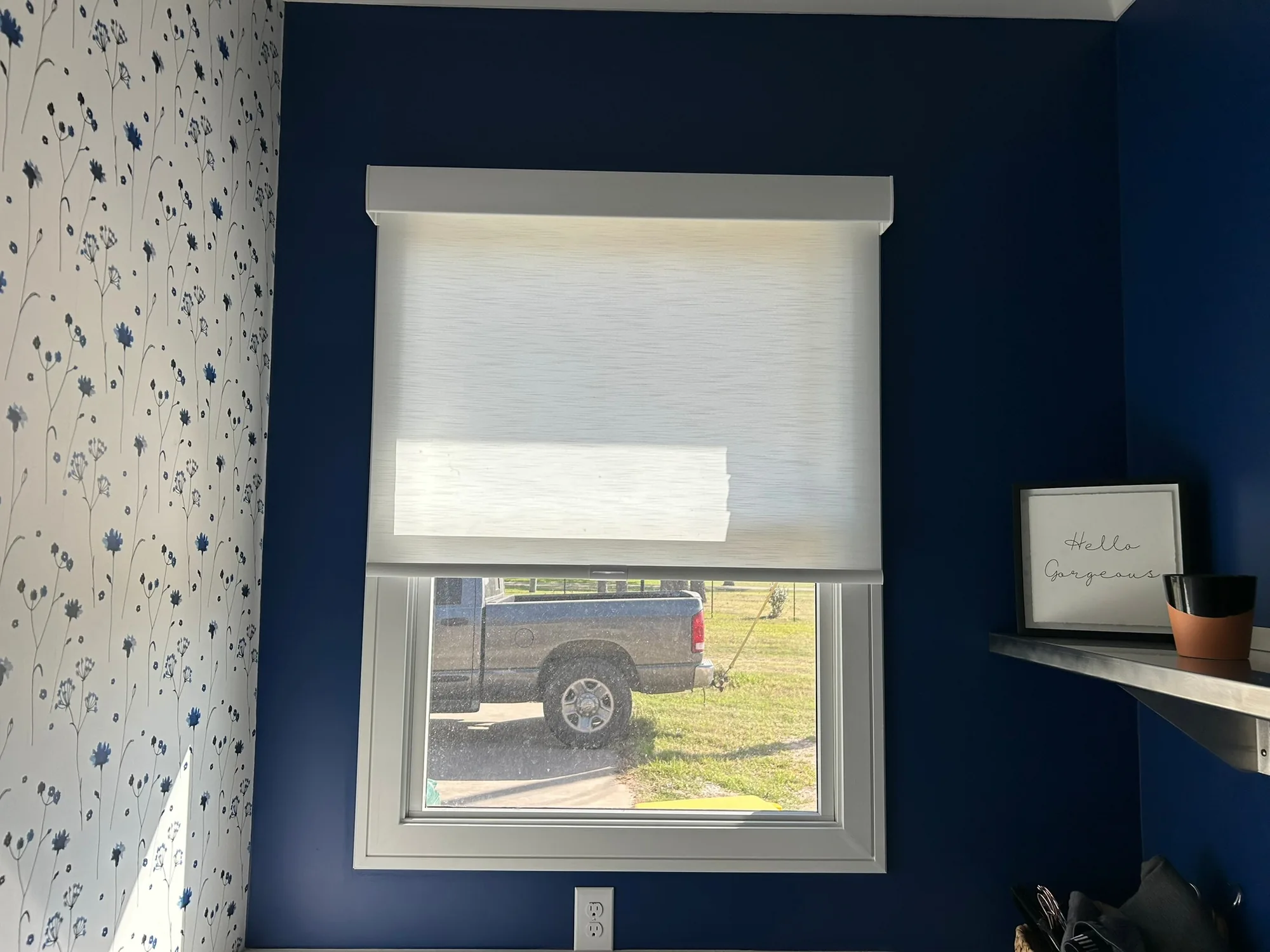Close view of Roller Shades installed by Love Is Blinds
