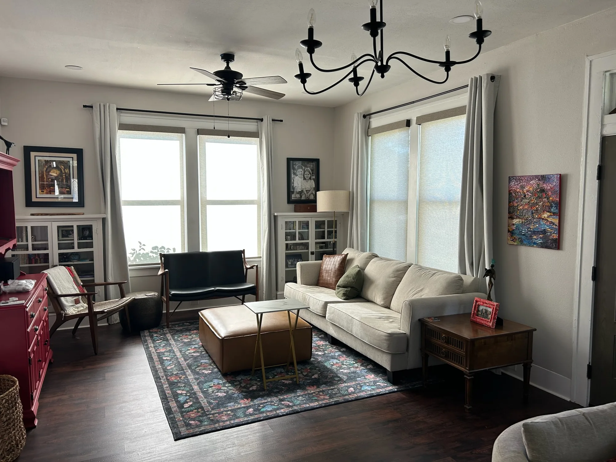 Roller Shades across a bright Texas window wall