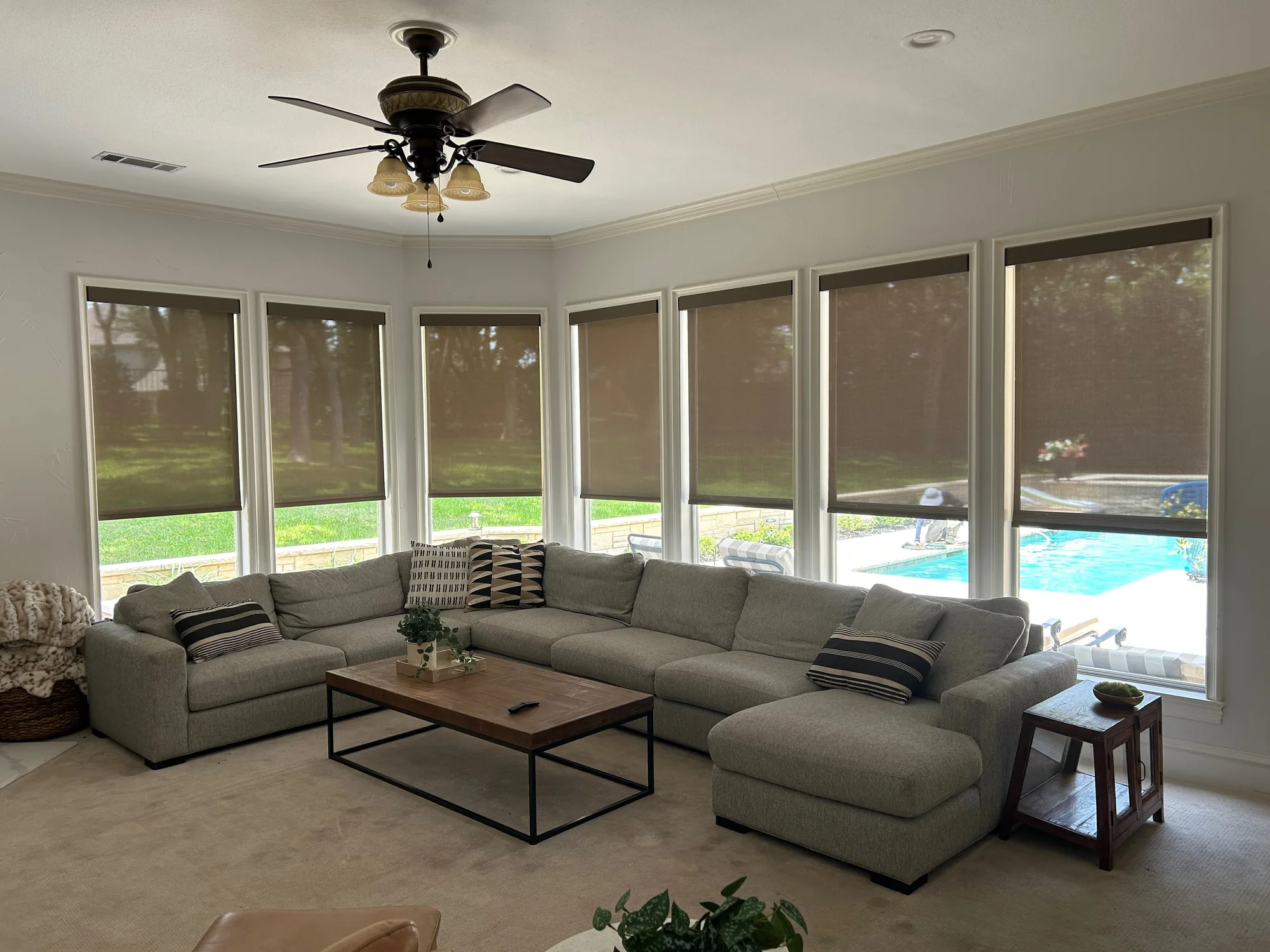 Roller Shades shading a Texas room
