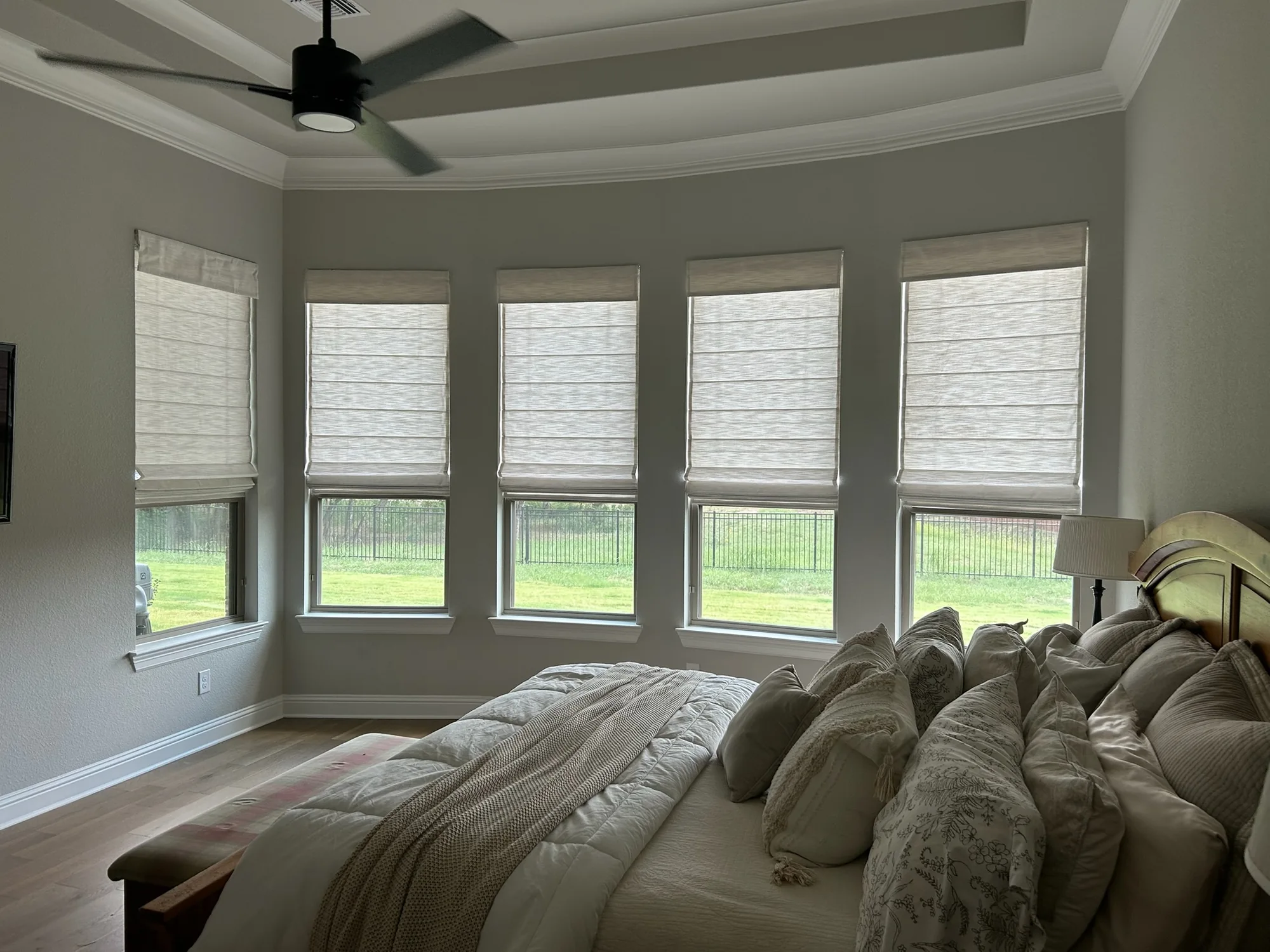 Close view of Roman & Woven installed by Love Is Blinds