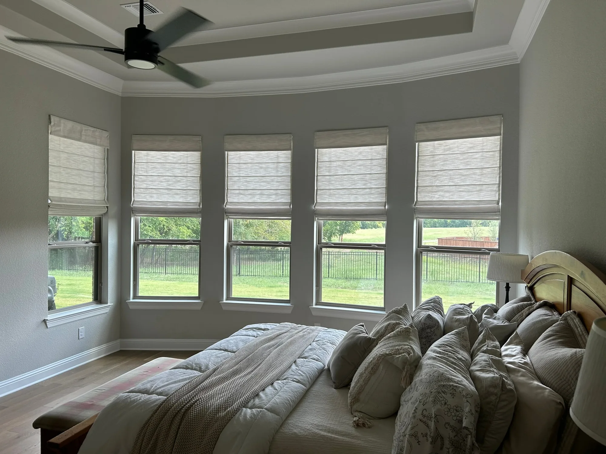 Roman & Woven shading a Texas room