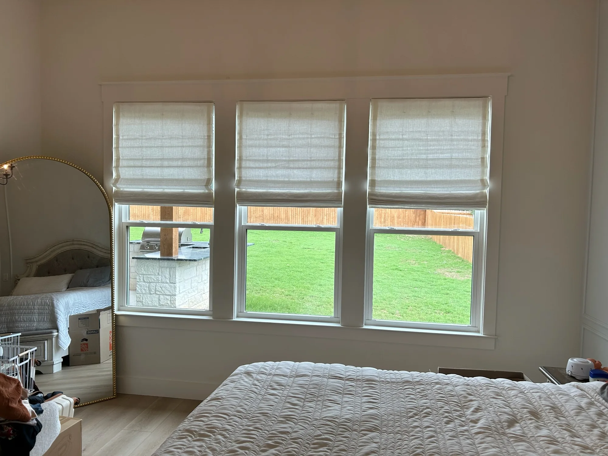Close view of Roman & Woven installed by Love Is Blinds