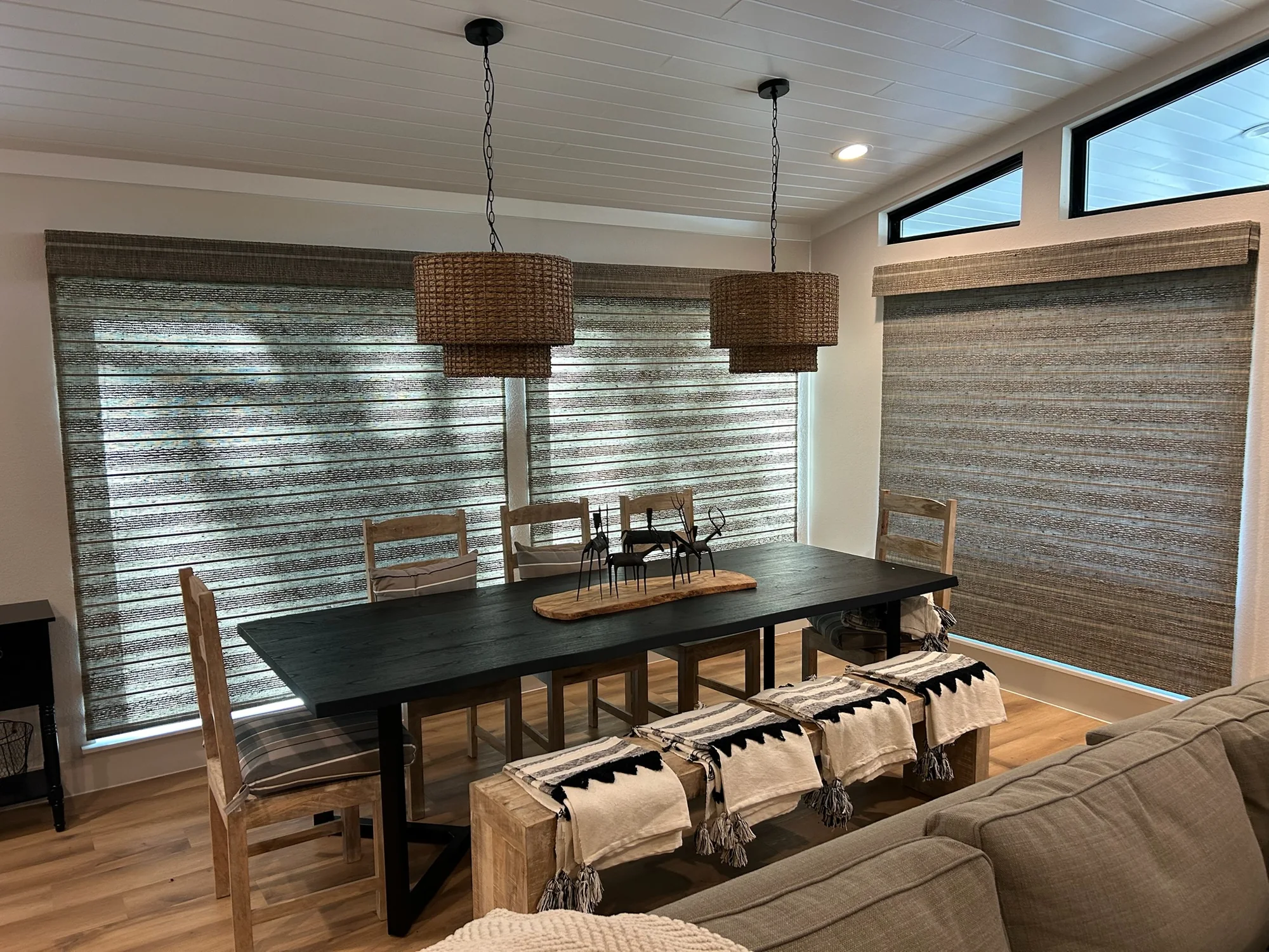 Roman & Woven shading a Texas room