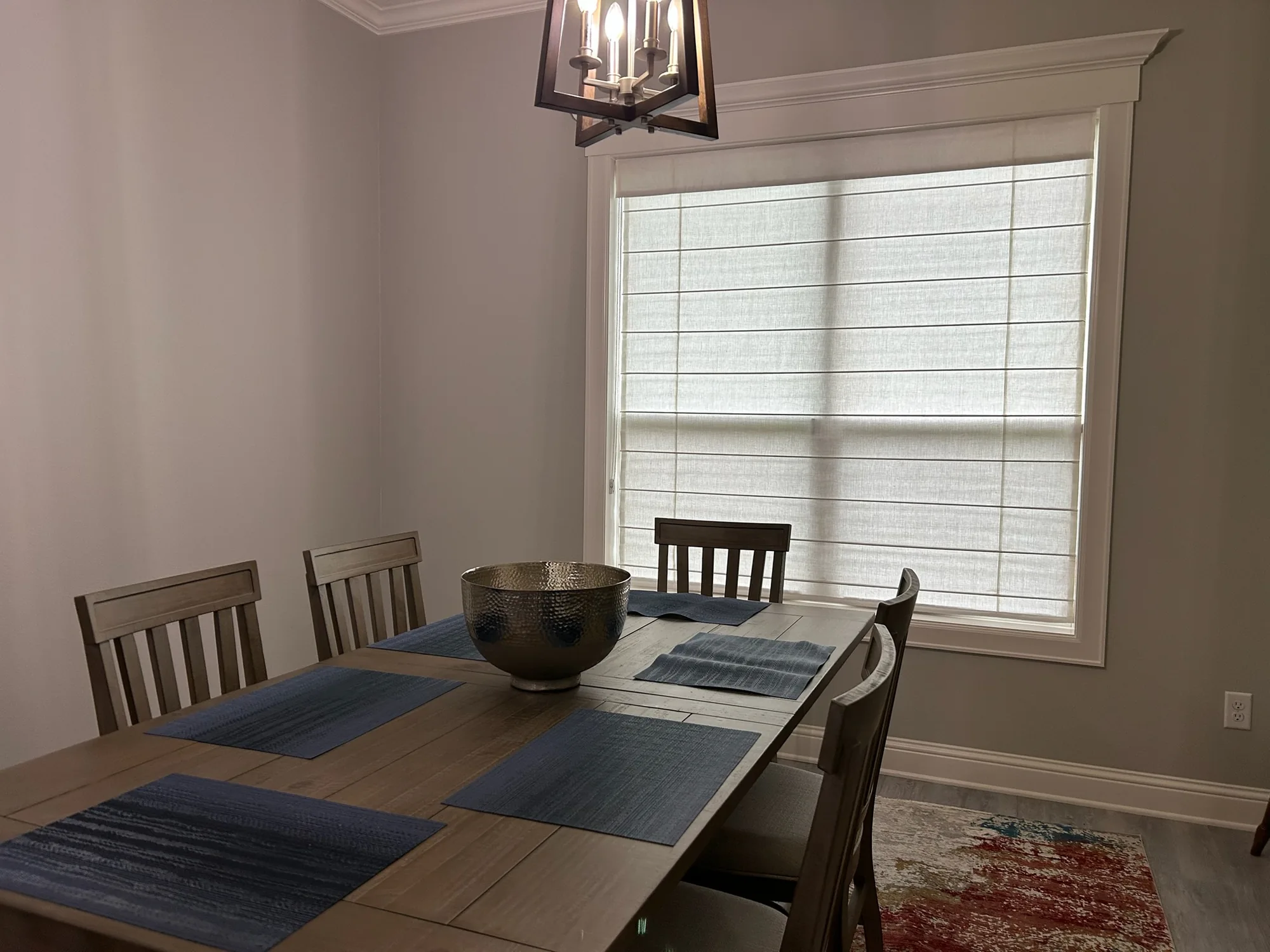 Close view of Roman & Woven installed by Love Is Blinds
