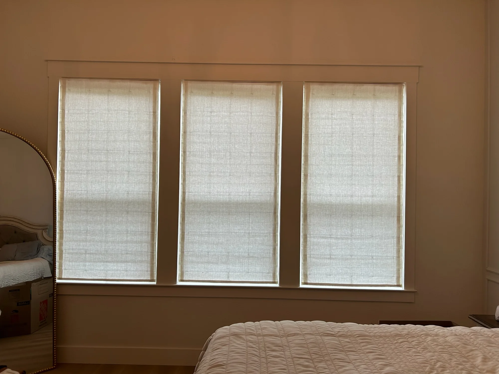 Close view of Roman & Woven installed by Love Is Blinds