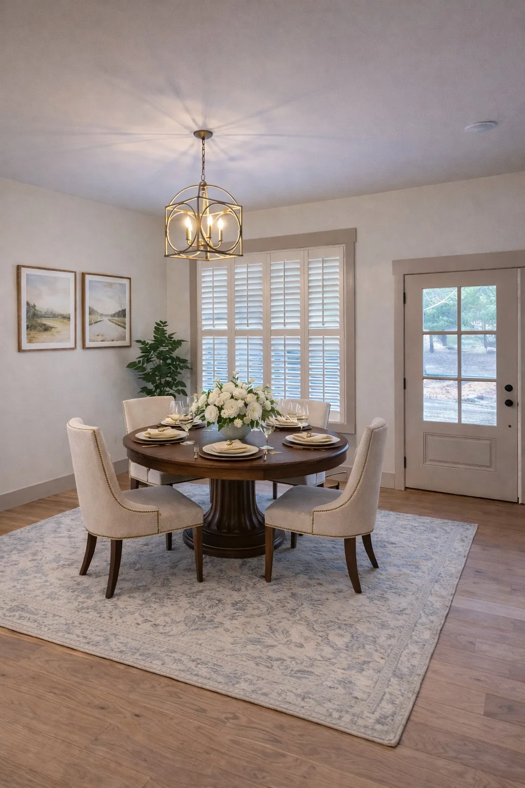 Plantation Shutters across a bright Texas window wall