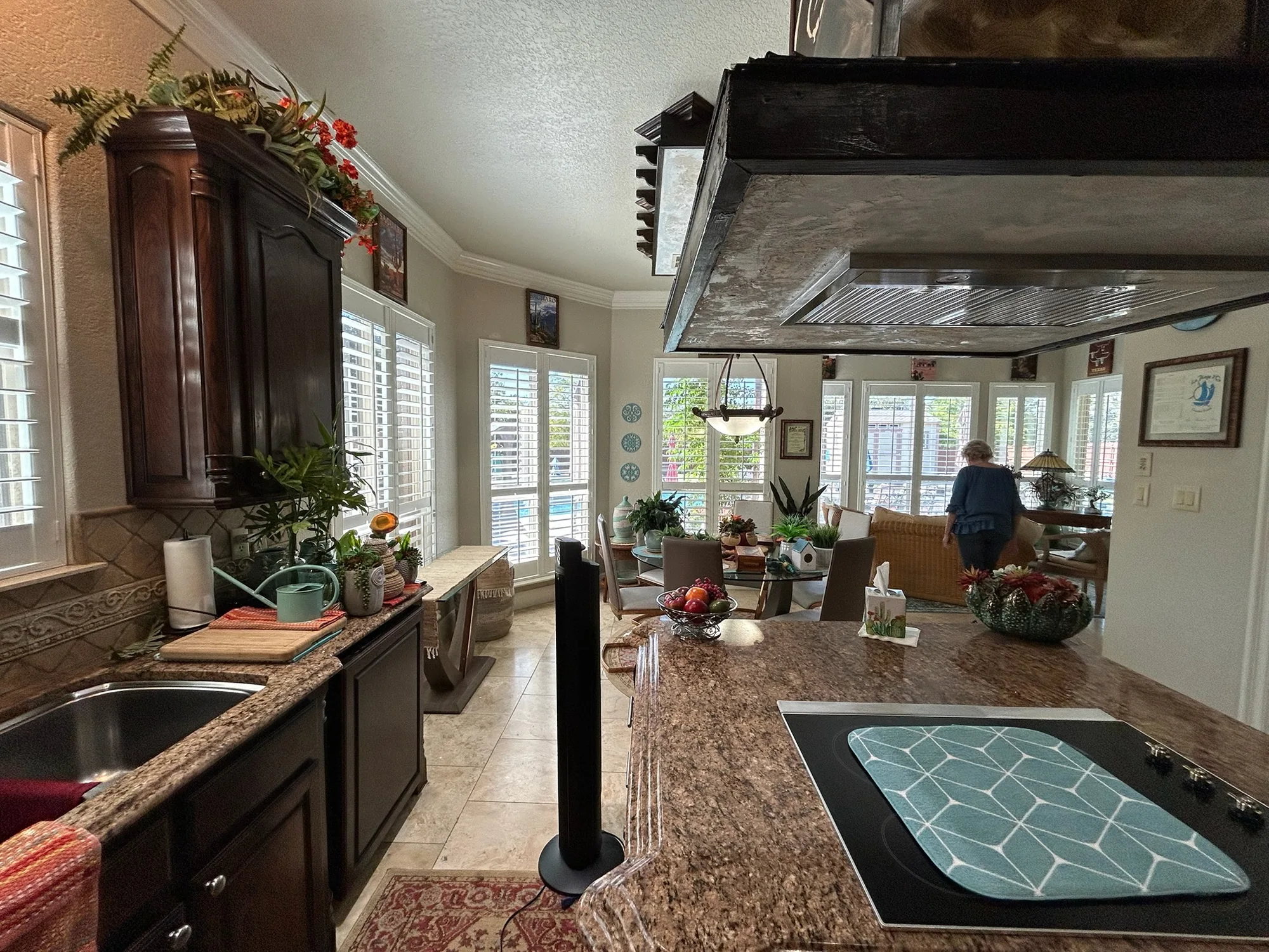 Plantation Shutters across a bright Texas window wall