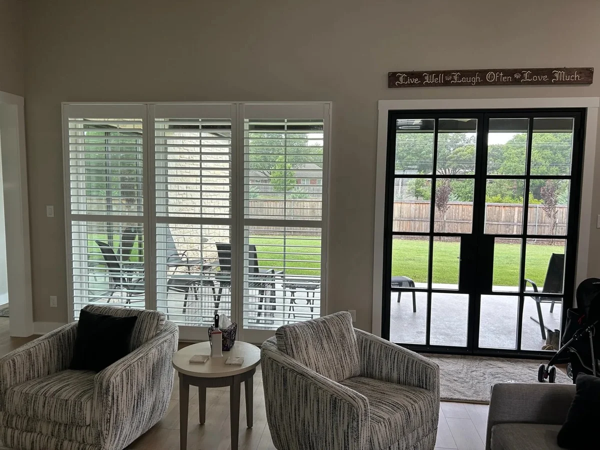 Close view of Plantation shutters installed by Love Is Blinds