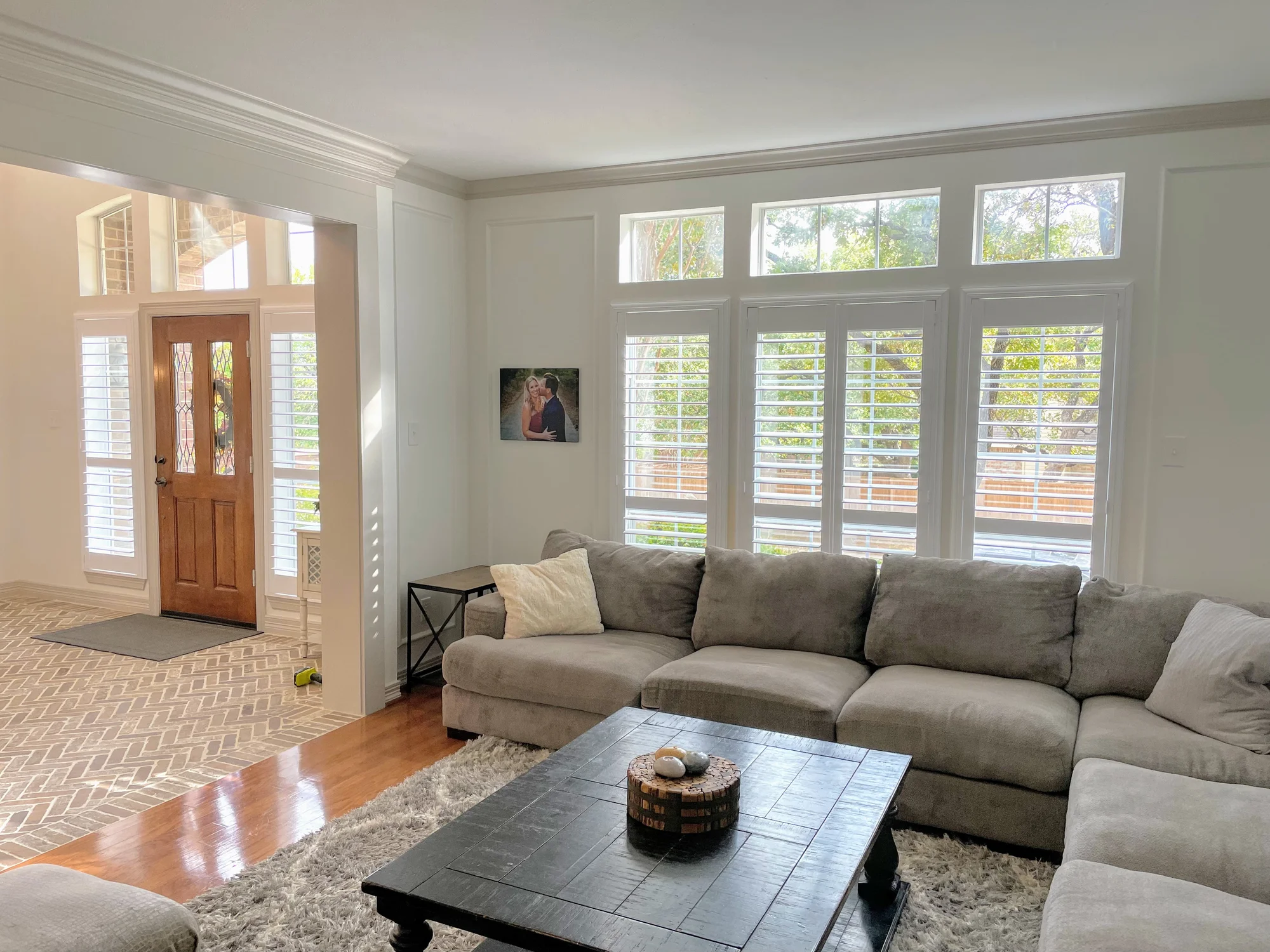 Plantation shutters in a finished Love Is Blinds installation